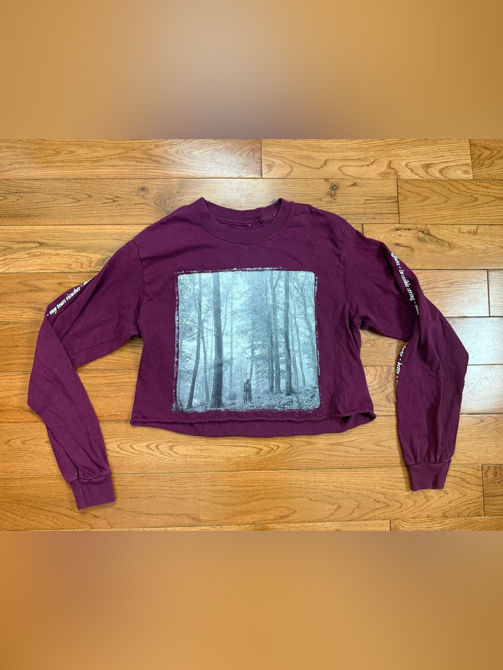 Taylor Swift “In The Trees” 2020 Folklore Album Cropped Sleeve Shirt